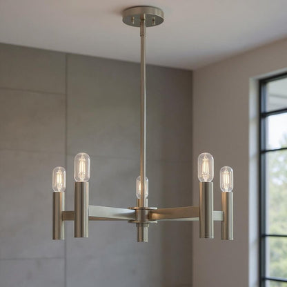Five Light Dimmable Chandelier With Shades