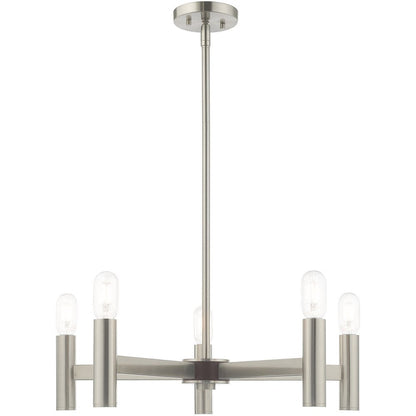 Five Light Dimmable Chandelier With Shades