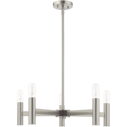 Five Light Dimmable Chandelier With Shades