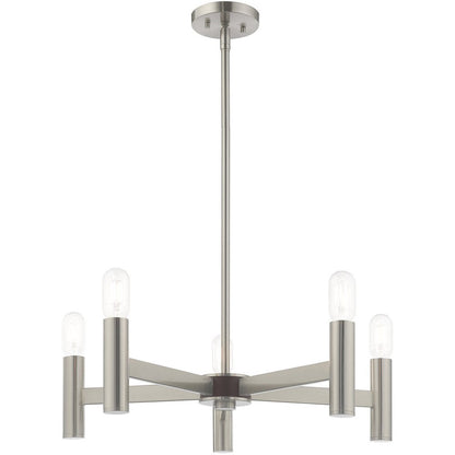 Five Light Dimmable Chandelier With Shades