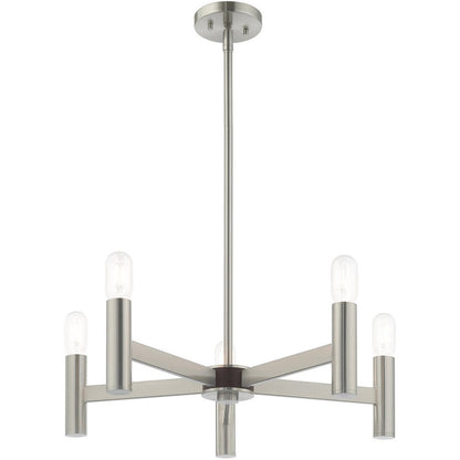 Five Light Dimmable Chandelier With Shades