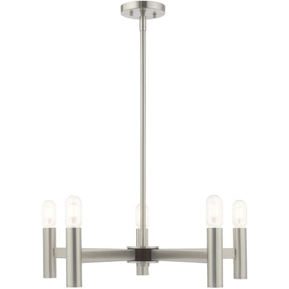 Five Light Dimmable Chandelier With Shades