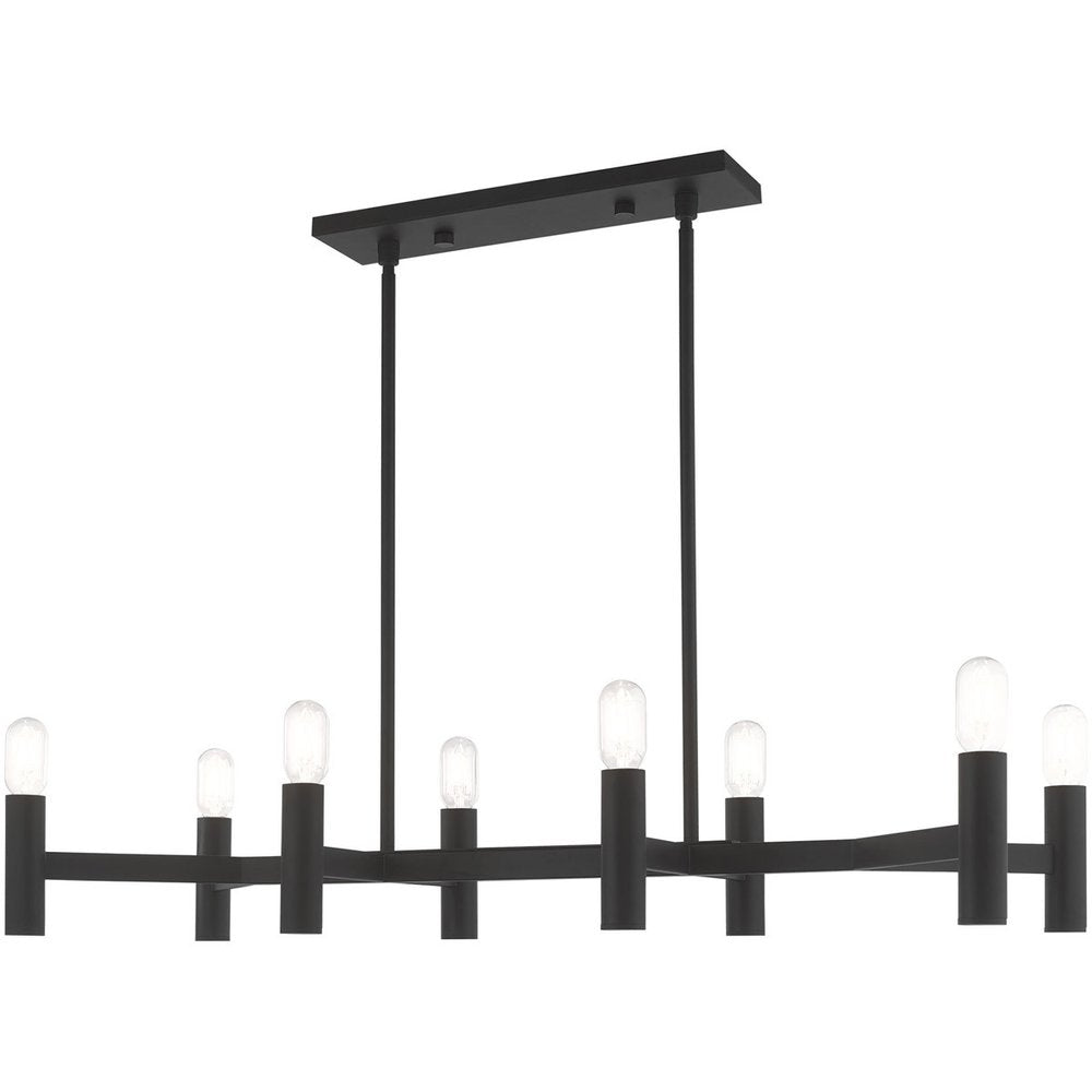 Black Eight Light Dimmable Chandelier With Shades