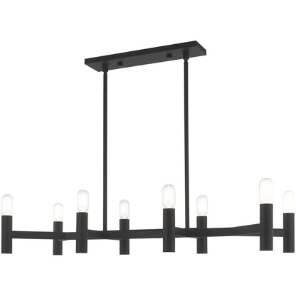 Black Eight Light Dimmable Chandelier With Shades