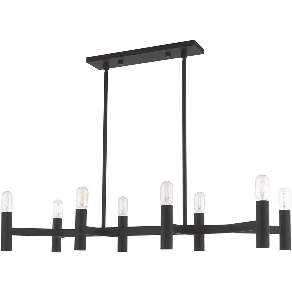 Black Eight Light Dimmable Chandelier With Shades
