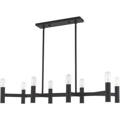 Black Eight Light Dimmable Chandelier With Shades