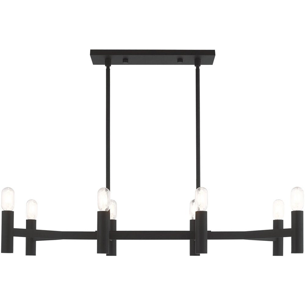 Black Eight Light Dimmable Chandelier With Shades
