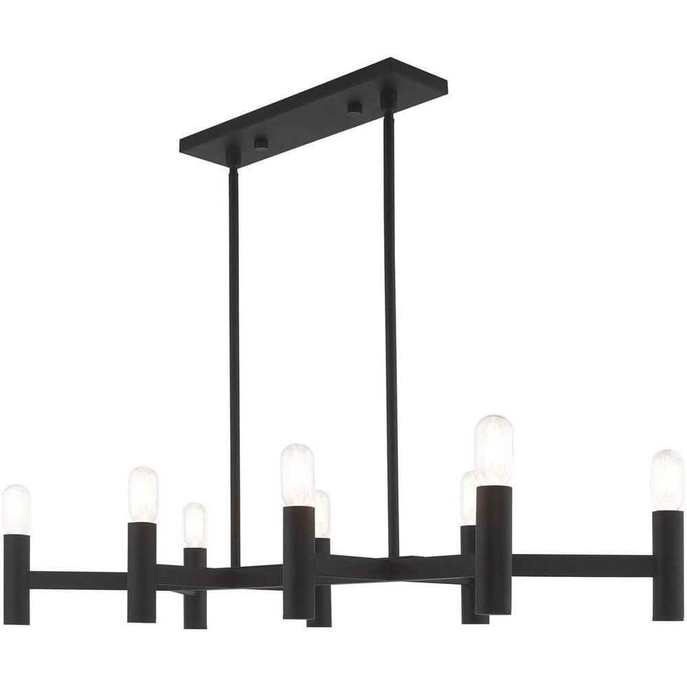 Black Eight Light Dimmable Chandelier With Shades
