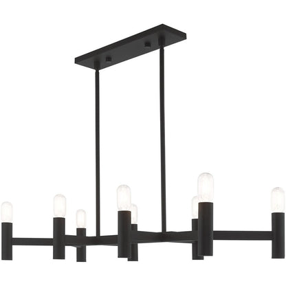 Black Eight Light Dimmable Chandelier With Shades
