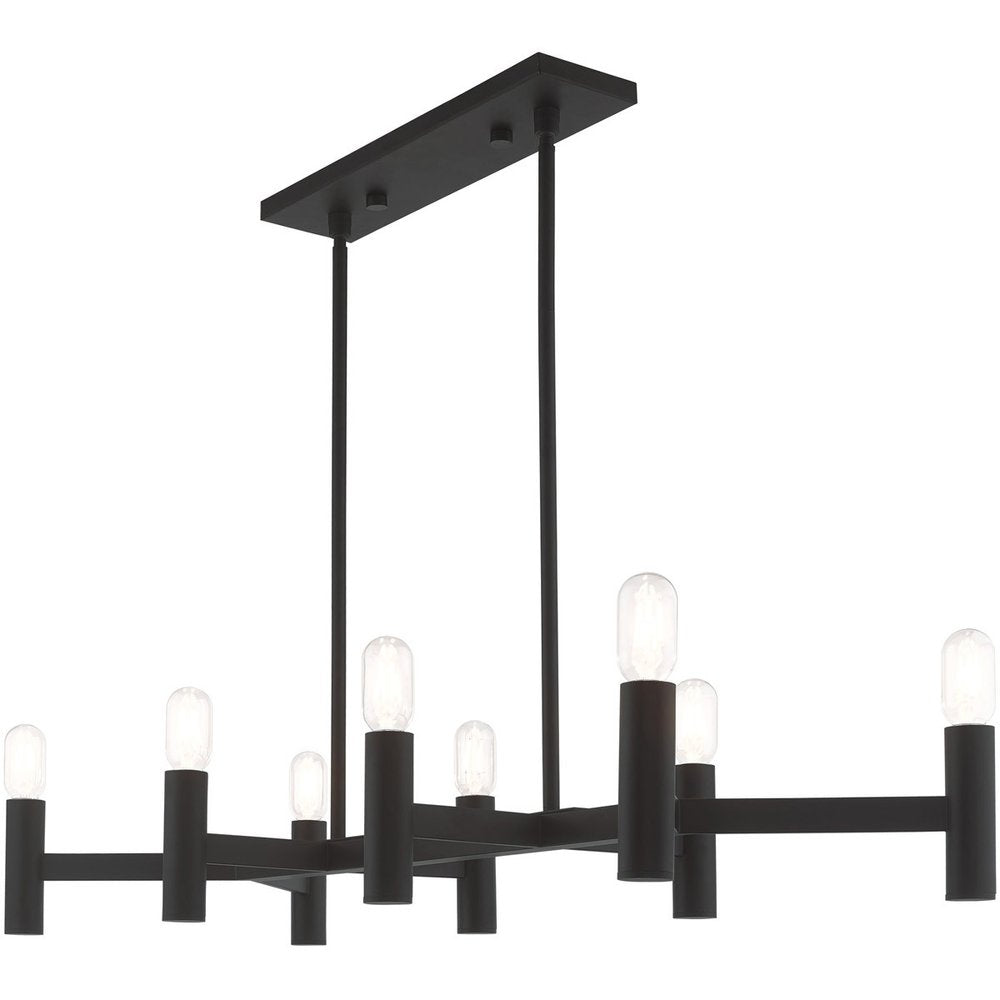 Black Eight Light Dimmable Chandelier With Shades