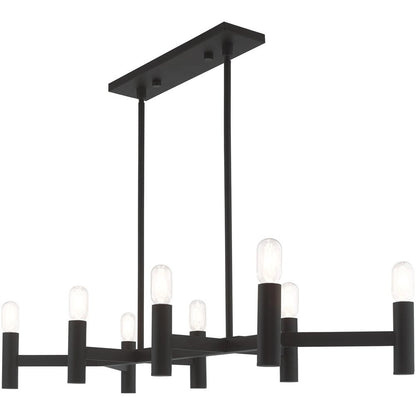 Black Eight Light Dimmable Chandelier With Shades