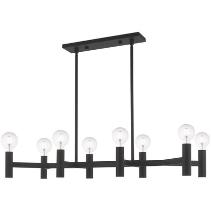 Black Eight Light Dimmable Chandelier With Shades
