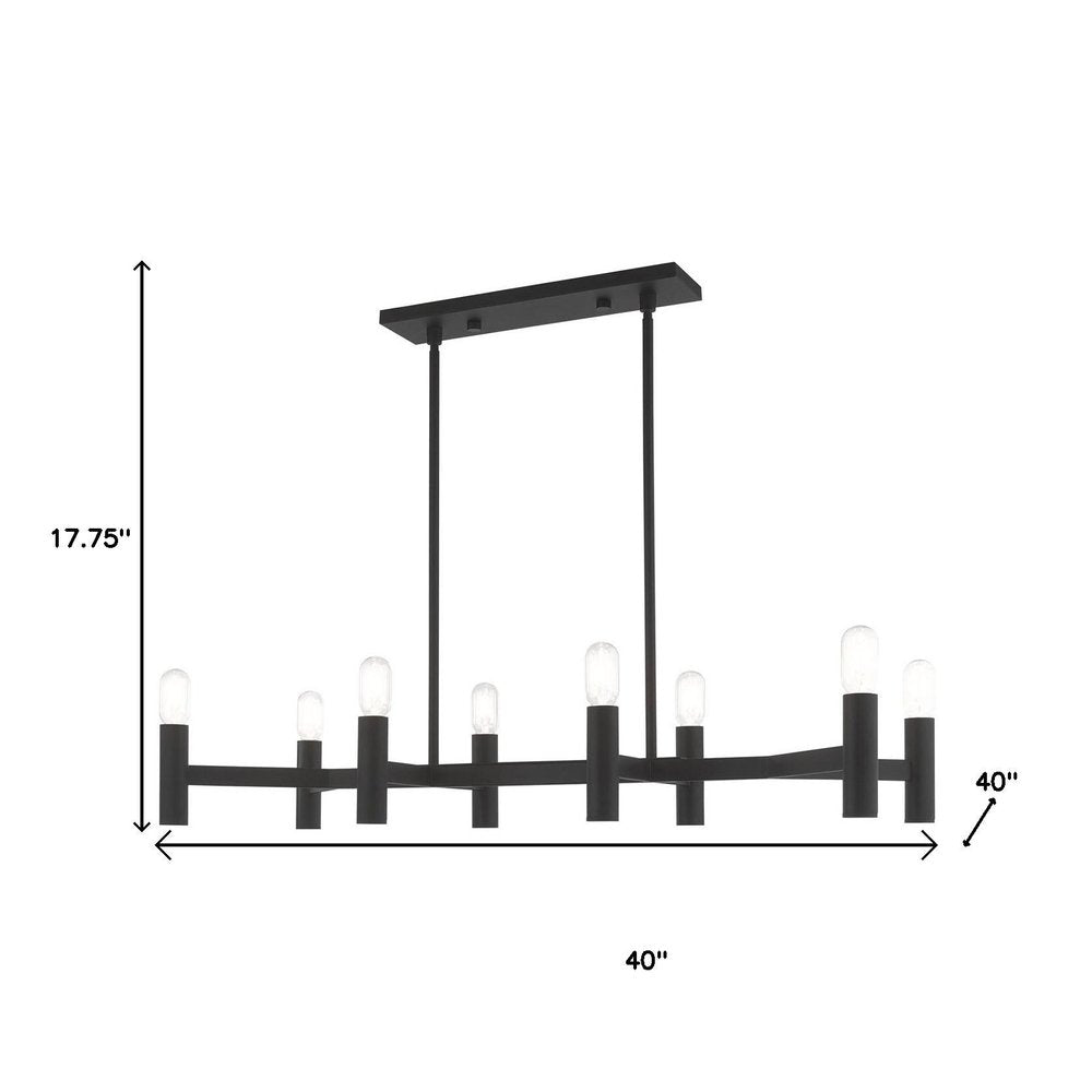 Black Eight Light Dimmable Chandelier With Shades