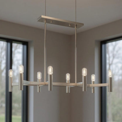 Eight Light Dimmable Chandelier With Shades