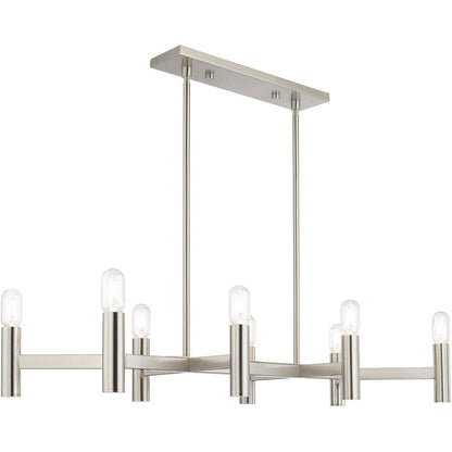 Eight Light Dimmable Chandelier With Shades