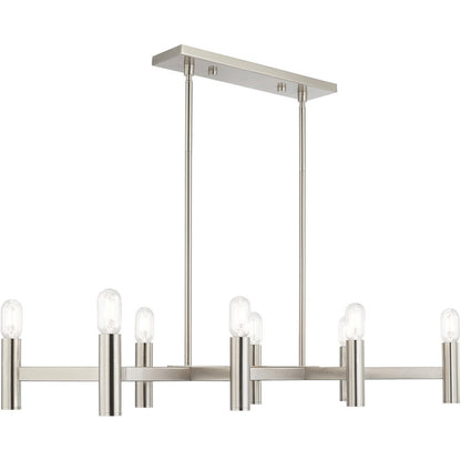 Eight Light Dimmable Chandelier With Shades