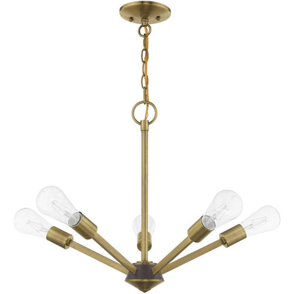 Five Light Dimmable Chandelier With Shades