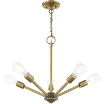 Five Light Dimmable Chandelier With Shades