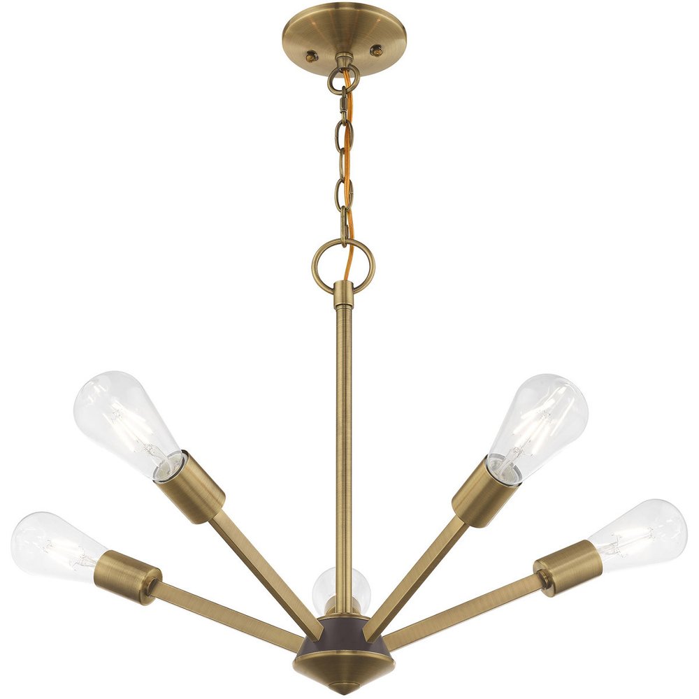 Five Light Dimmable Chandelier With Shades