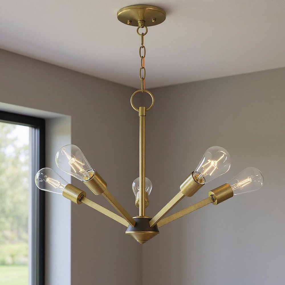 Five Light Dimmable Chandelier With Shades