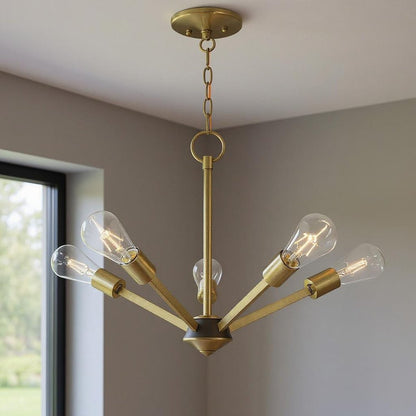 Five Light Dimmable Chandelier With Shades