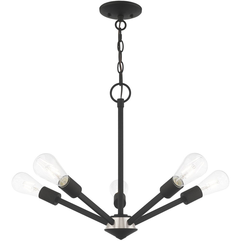 Black Five Light Dimmable Chandelier With Shades
