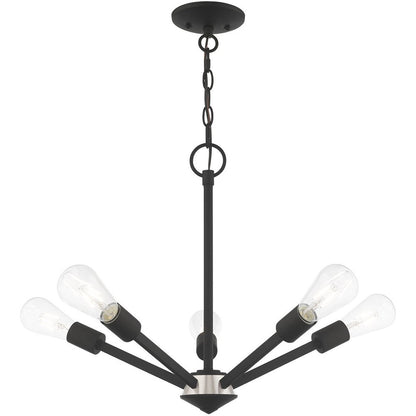 Black Five Light Dimmable Chandelier With Shades