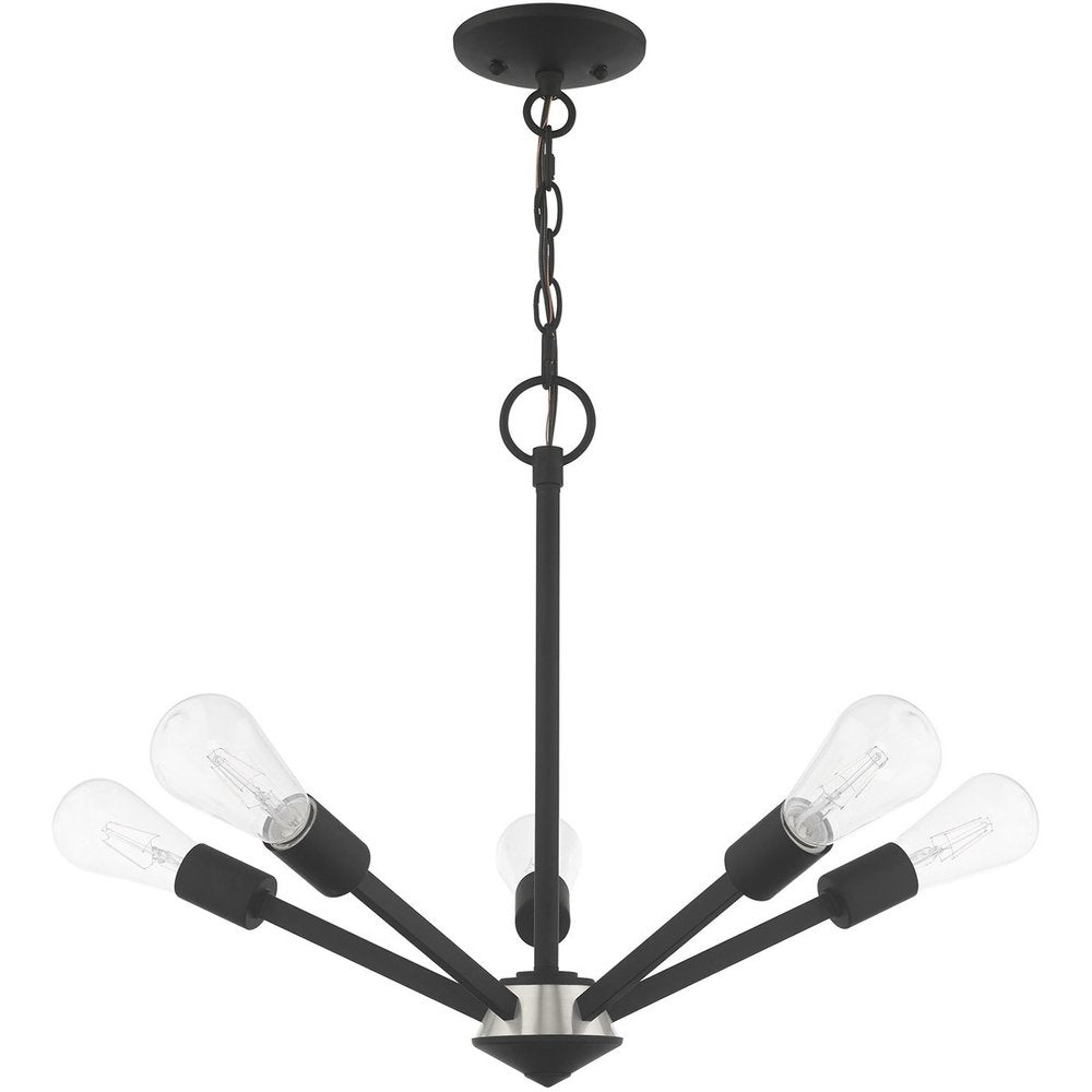 Black Five Light Dimmable Chandelier With Shades