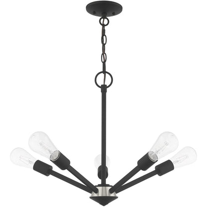Black Five Light Dimmable Chandelier With Shades