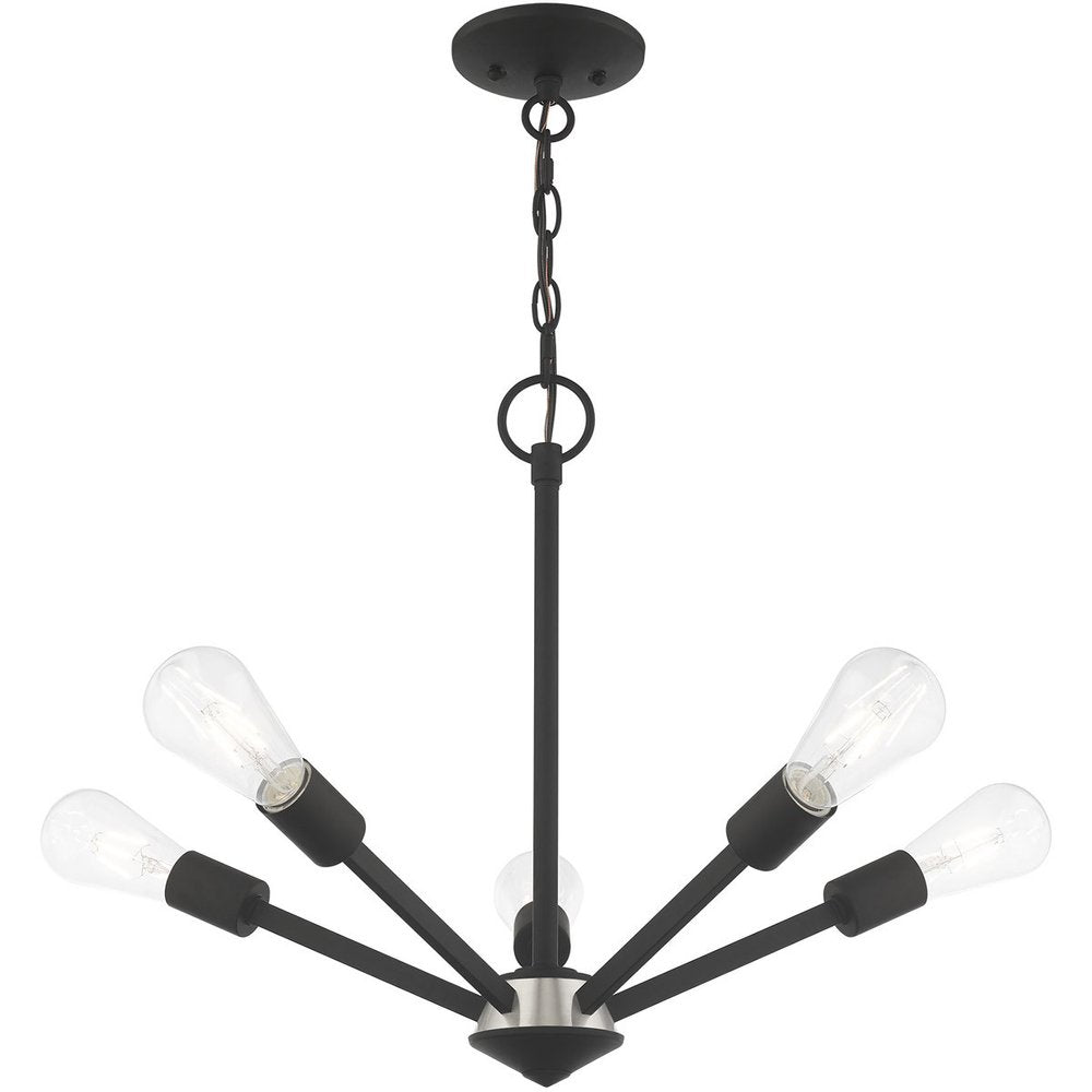 Black Five Light Dimmable Chandelier With Shades