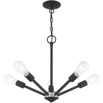 Black Five Light Dimmable Chandelier With Shades