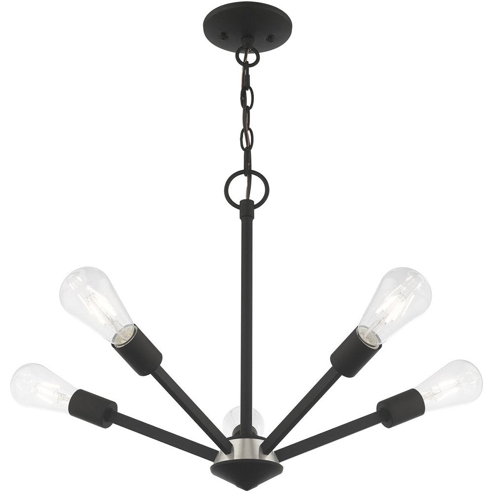 Black Five Light Dimmable Chandelier With Shades