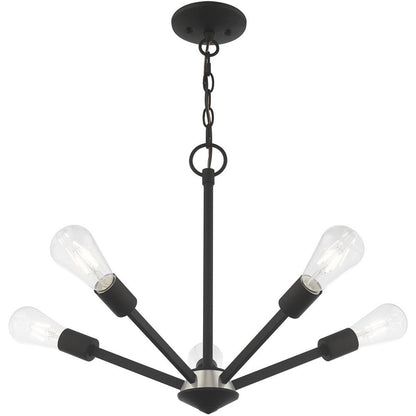 Black Five Light Dimmable Chandelier With Shades