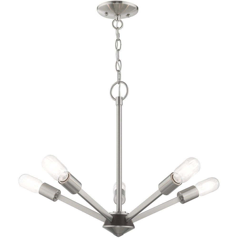 Five Light Dimmable Chandelier With Shades