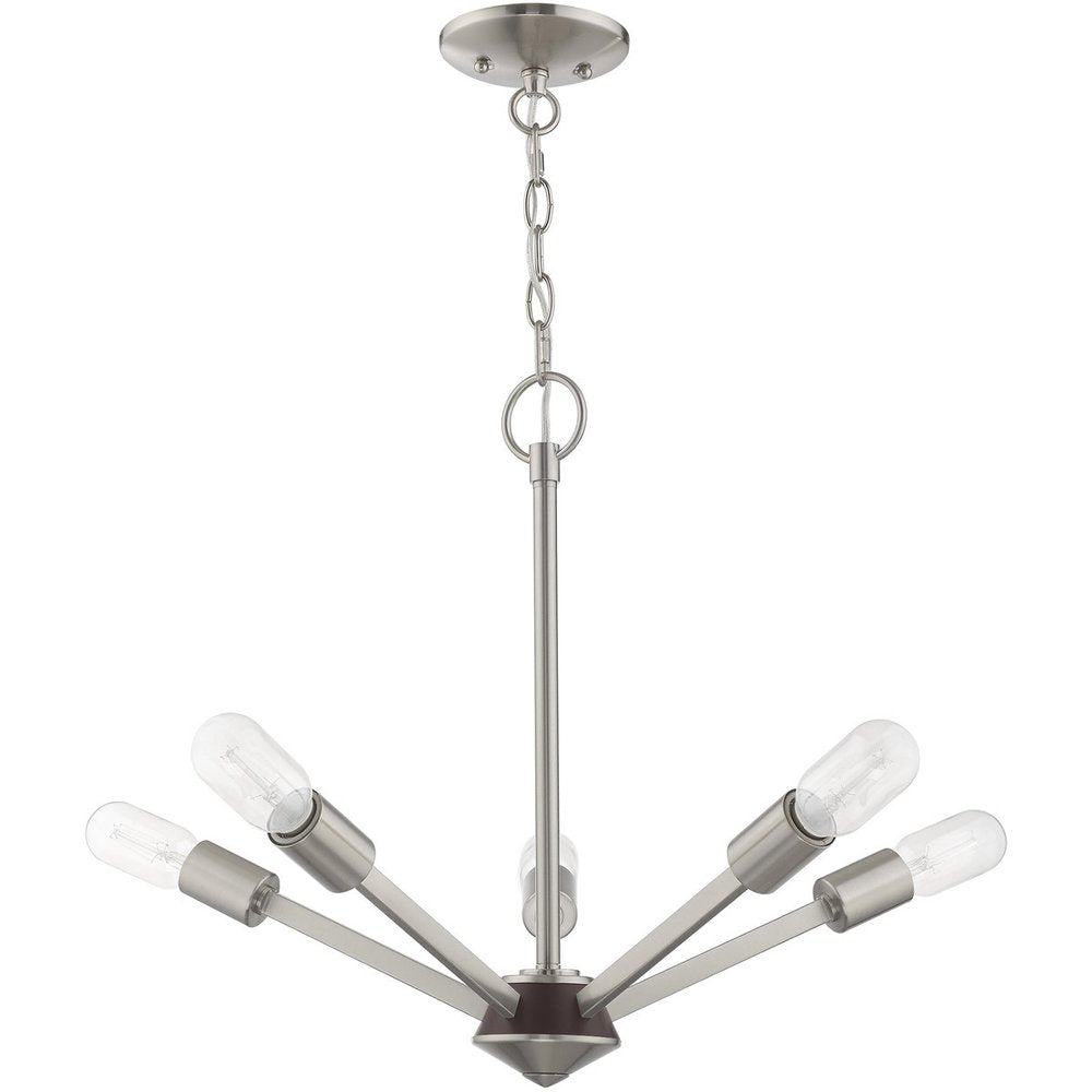 Five Light Dimmable Chandelier With Shades