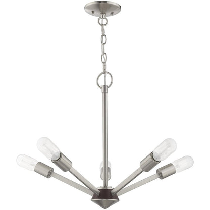 Five Light Dimmable Chandelier With Shades