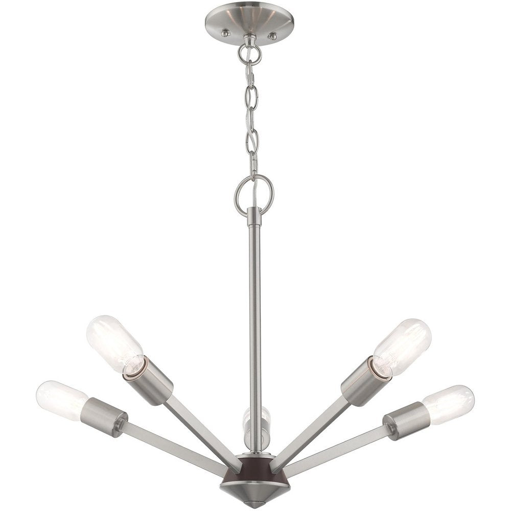 Five Light Dimmable Chandelier With Shades