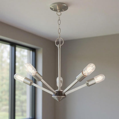 Five Light Dimmable Chandelier With Shades
