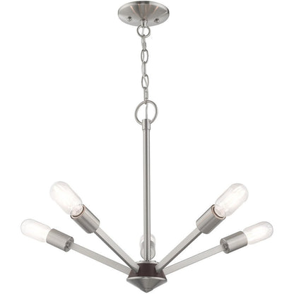Five Light Dimmable Chandelier With Shades