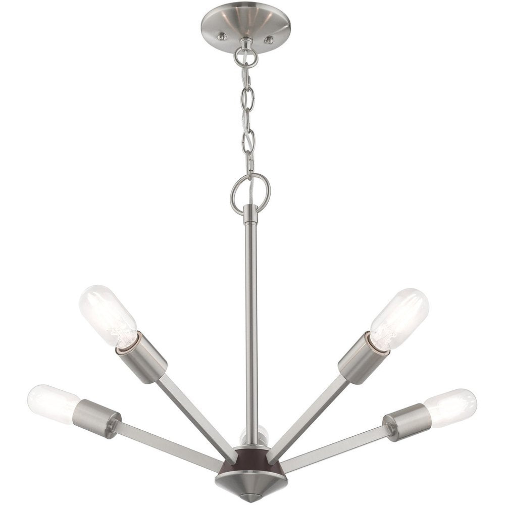 Five Light Dimmable Chandelier With Shades