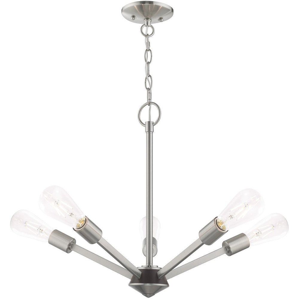 Five Light Dimmable Chandelier With Shades