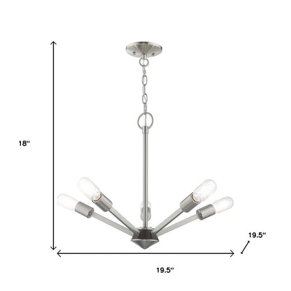 Five Light Dimmable Chandelier With Shades