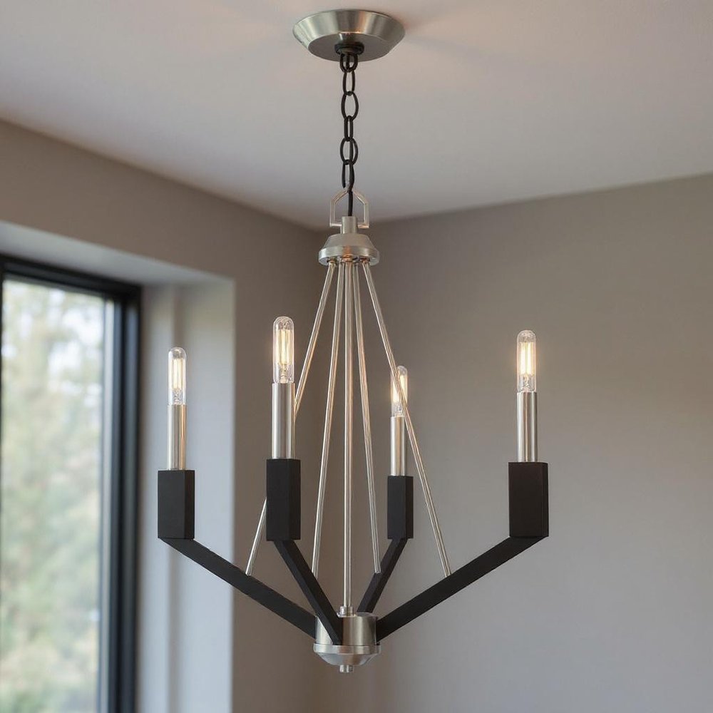 Four Light Dimmable Chandelier With Shades