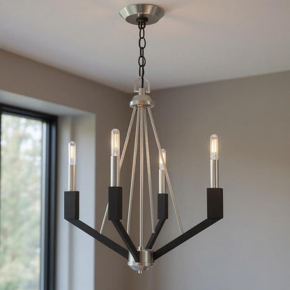 Four Light Dimmable Chandelier With Shades