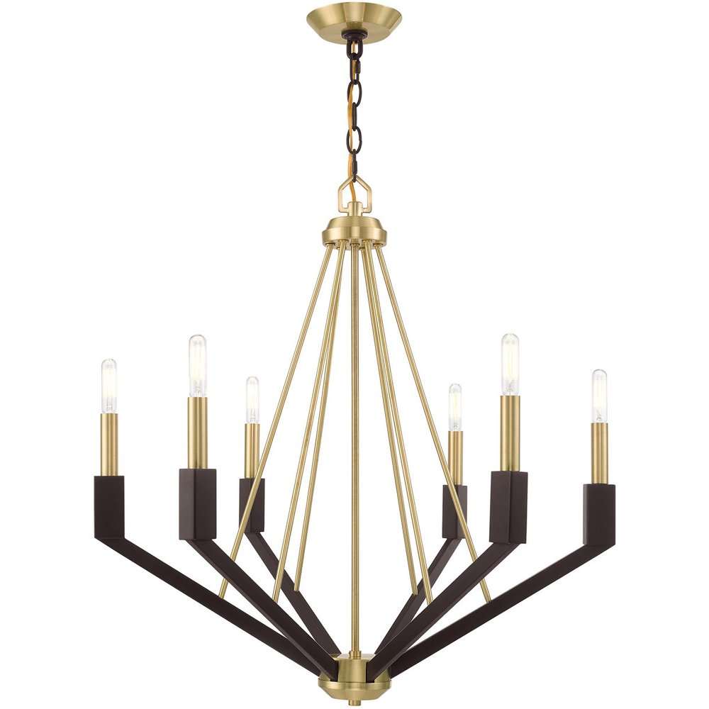 Six Light Dimmable Chandelier With Shades