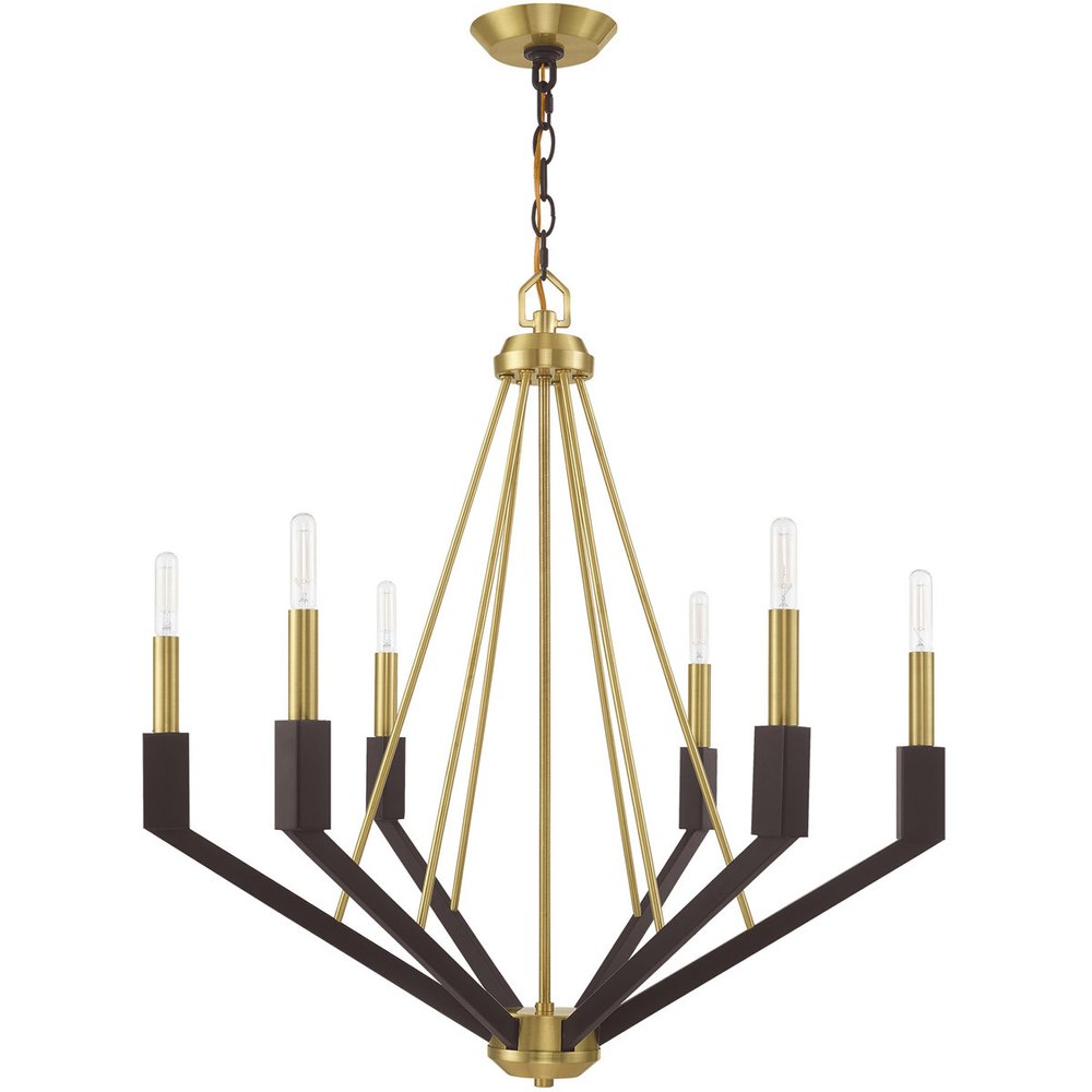 Six Light Dimmable Chandelier With Shades