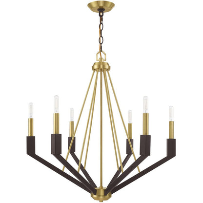 Six Light Dimmable Chandelier With Shades