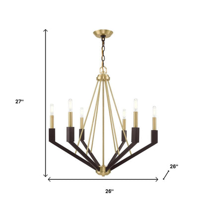 Six Light Dimmable Chandelier With Shades