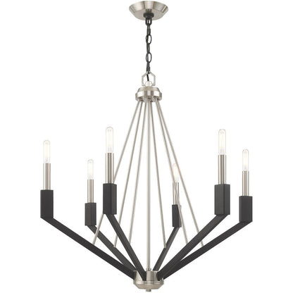 Six Light Dimmable Chandelier With Shades