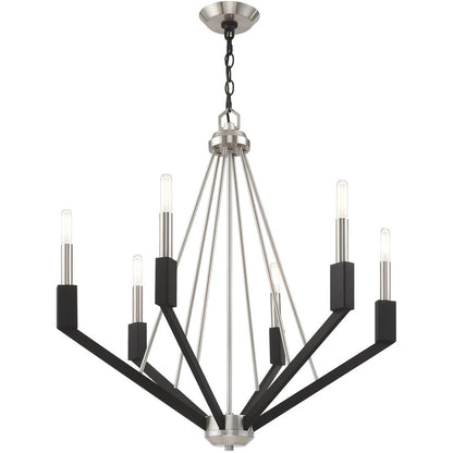 Six Light Dimmable Chandelier With Shades
